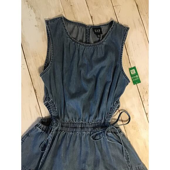 NWT Denim side tie, cut out mini dress with wash, well size extra small - Picture 2 of 4
